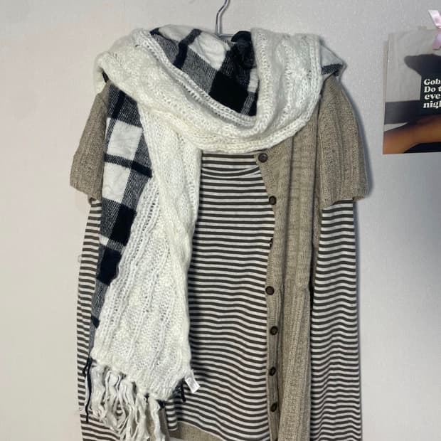 일본빈티지 모리걸 체크 머플러