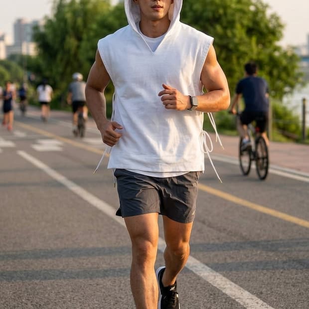 [LL] MEDE 19F 사이드 레이스업 후드 베스트 (화이트)