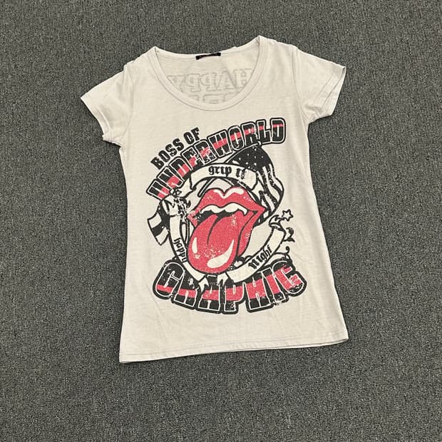 M)Japanese vintage 여성 프린팅 반팔