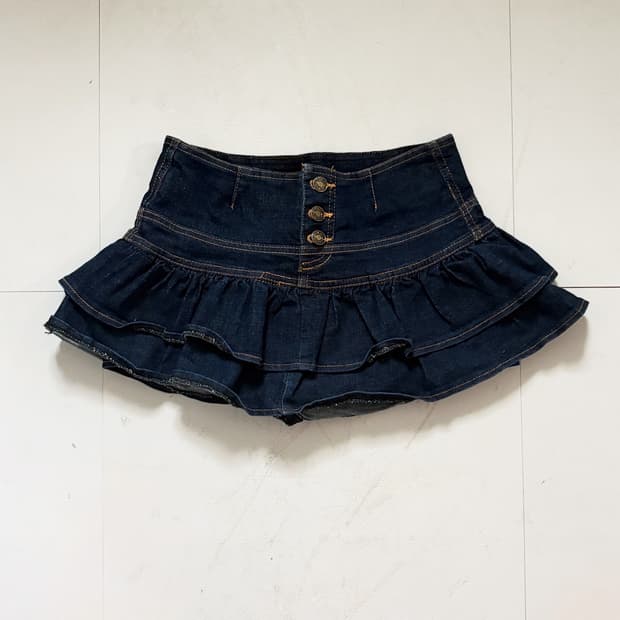 • denim cancan button skirt