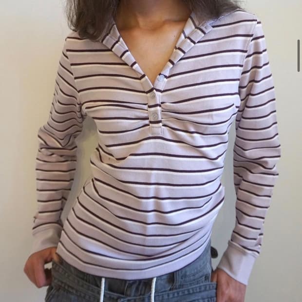 스컬프터 Shirring Tennis Shirt Lavender Stri