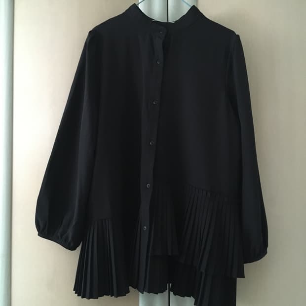 일본빈티지 블랙 원피스 블라우스 플리츠 cos꼼데유니클로