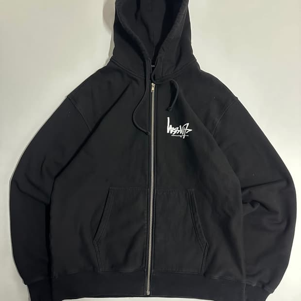 스투시 블랙 후드집업 XL
