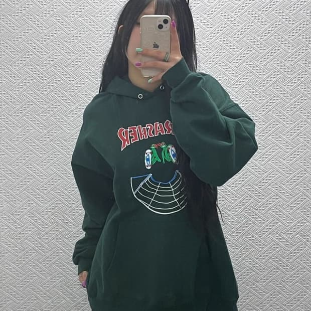 트레셔 키치 닌자거북이 더블즈 딥그린 후드티 L C07158