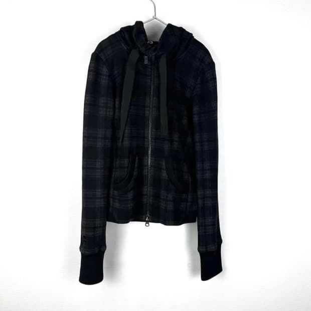 Y3 요지야마모토 체크 후드집업