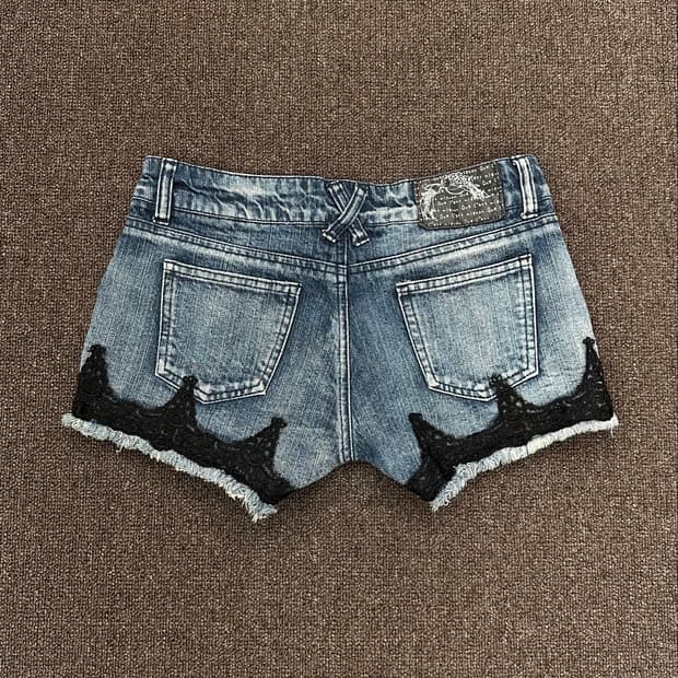 61-89)Japanese vintage y2k 레이스 데님 숏팬츠