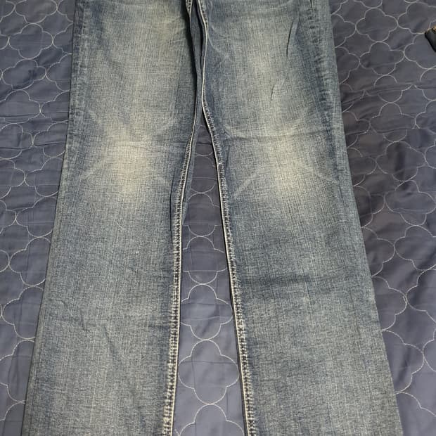 (빈티지) 세븐진 슬림 스트레이트 워싱 스트레치 데님팬츠 인디고 (32)