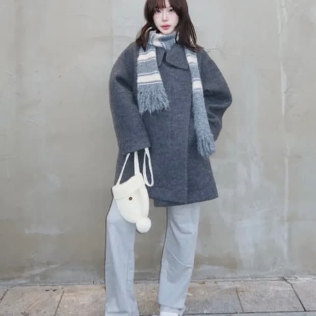 제너럴 아이디어 울부클 하프코트 차콜