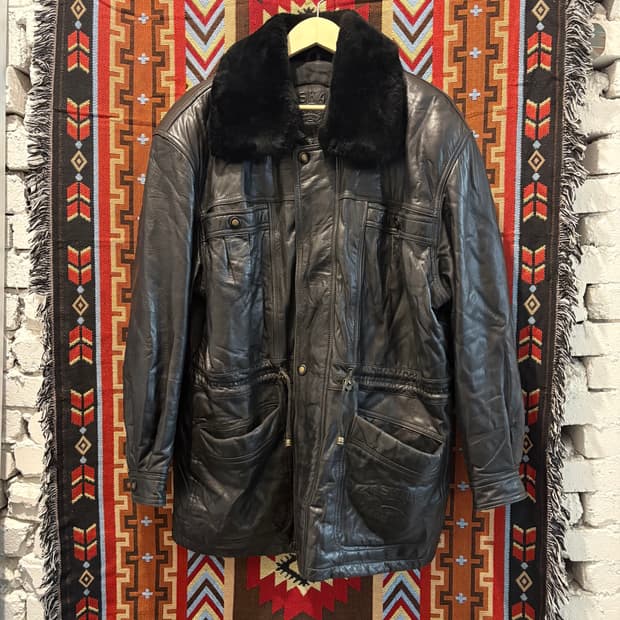 TOSKANA 빈티지 양가죽 롱 코트 레더자켓