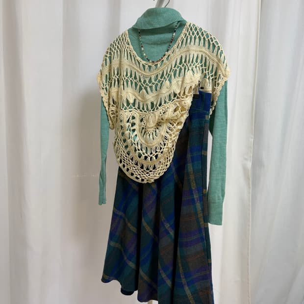 [elle] 엘르 크로쉐 그물 니트 