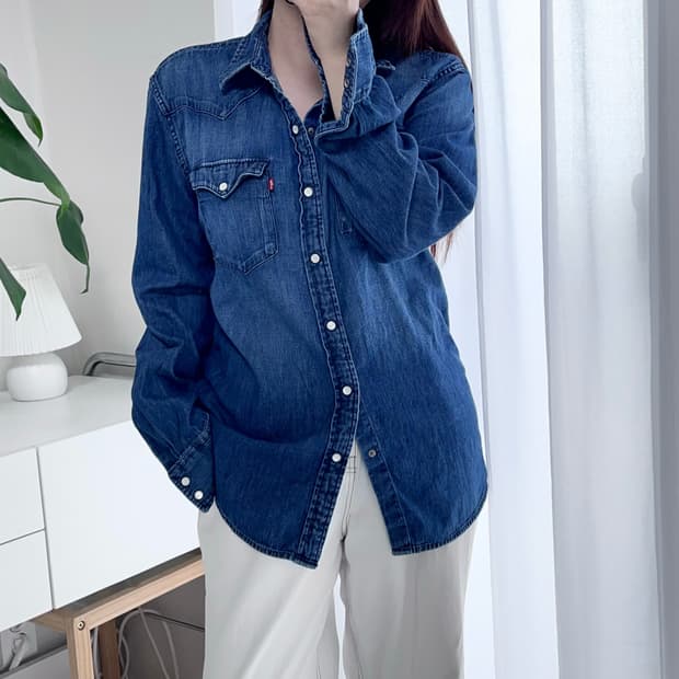 리바이스 데님 똑딱이 셔츠 [ M ]