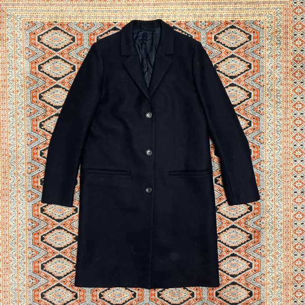 코스 네이비 울혼방 롱코트 남성S