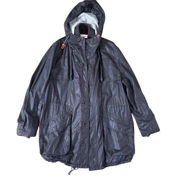 pure DKNY hooded layered coat