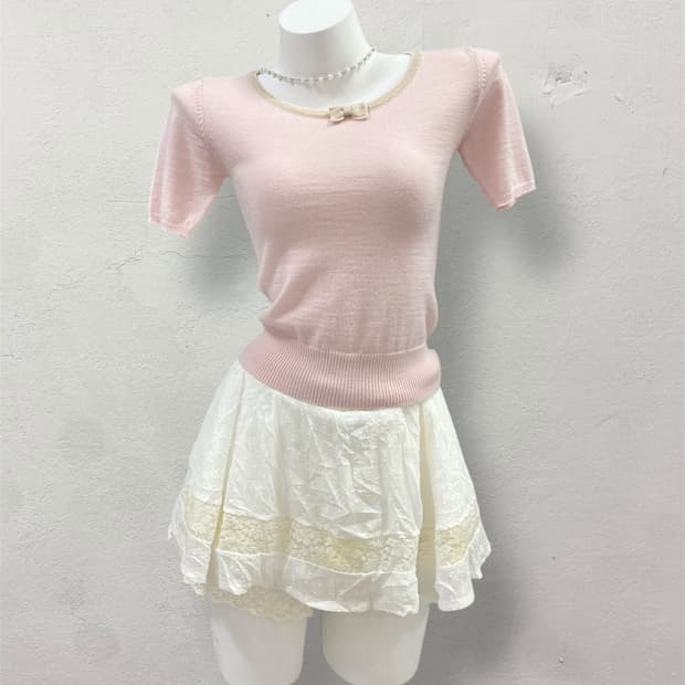 Ribbon Pink Knit Top 
