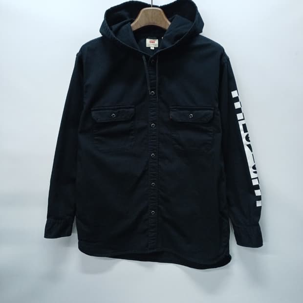 ​리바이스 남성 체커보드 로고 후드 셔츠 자켓