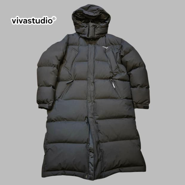 M 비바스튜디오 블랙 오리털 롱패딩 