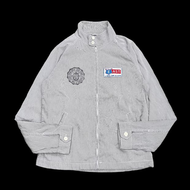 FAMOCK 빈티지 스트라이프 코튼 헤링턴 자켓