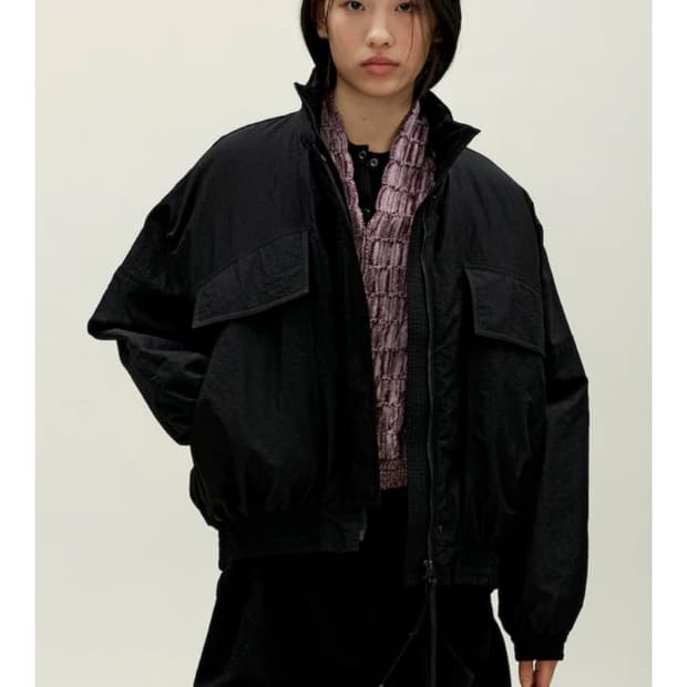 새제품/ anggae 앙개 트랙 점퍼 블랙 패딩 집업