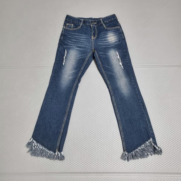 밑단컷팅 데님 팬츠(L)