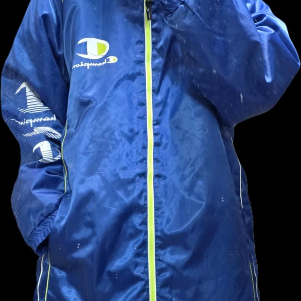 일본빈티지 챔피온)올드스쿨 블루 배생 양털 y2k 퀼팅 바람막이