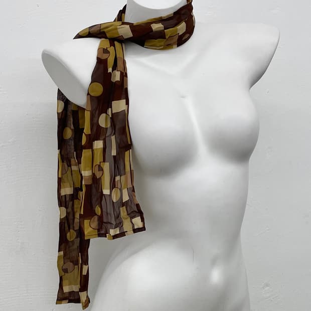 브라운 패턴 쉬폰 링클 머플러 