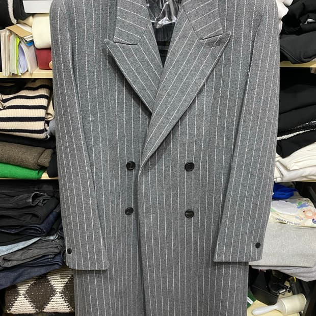 STU 스트라이프 클래식 코트 그레이 M