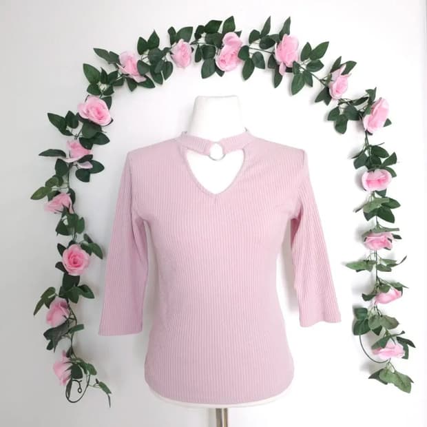 일본빈티지 핑크 니트티셔츠