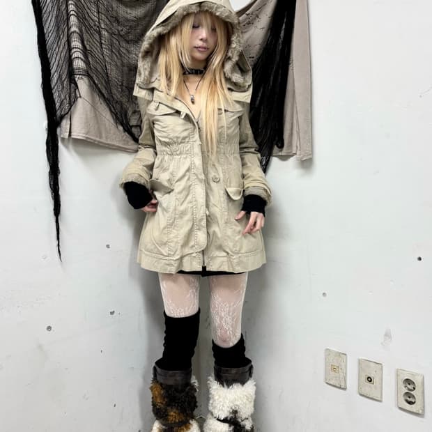[JILLSTUART]Y2K Mood Fur Hoodie Parka