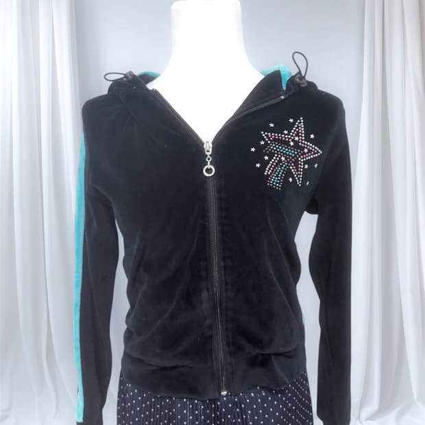 빈티지 y2k 별큐빅 자수 후드집업