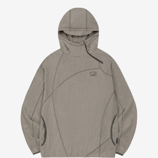 오드스튜디오 와플 커버 스티치 후드 티셔츠 - BEIGE m size