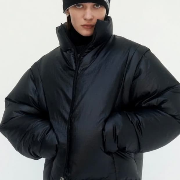 트리밍버드 나일론 투웨이 크롭 패딩