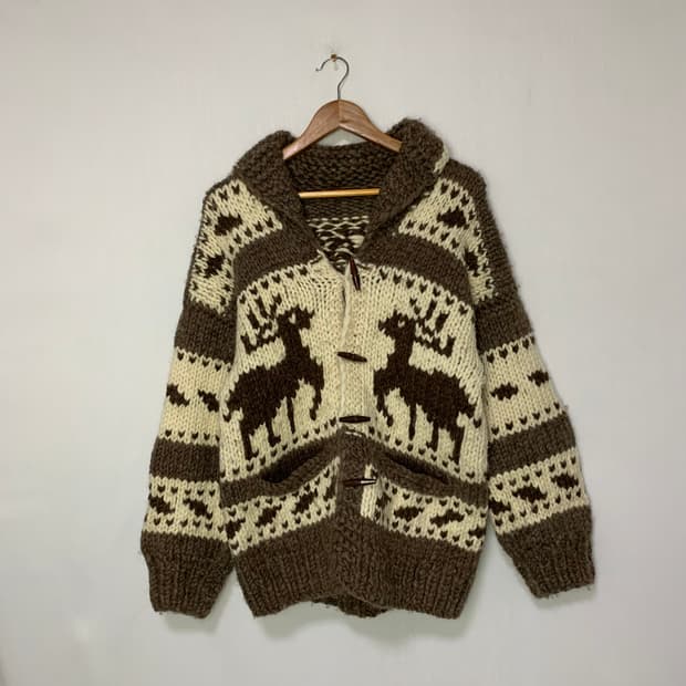 코위찬 코위챤 노르딕 패턴 빈티지 니트 스웨터 떡볶이 버튼 가디건