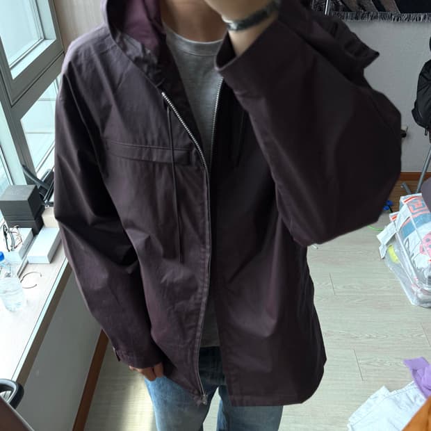 셔터 버건디 후드 자켓