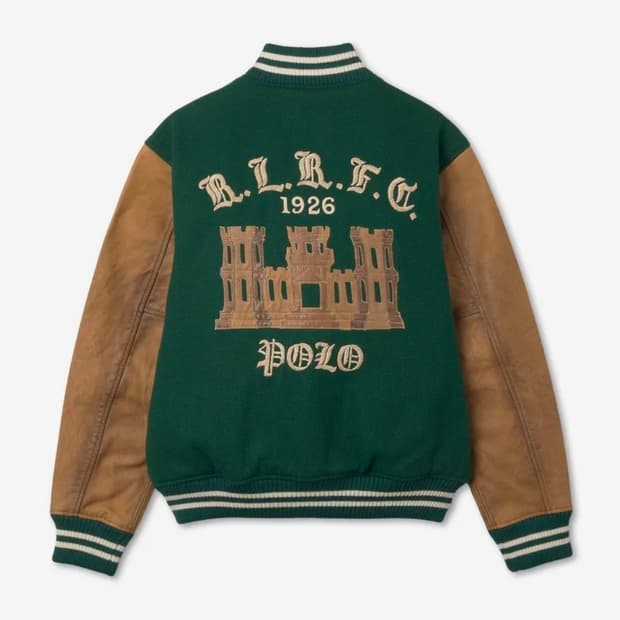 [새상품/L]폴로 레더패치 바시티자켓