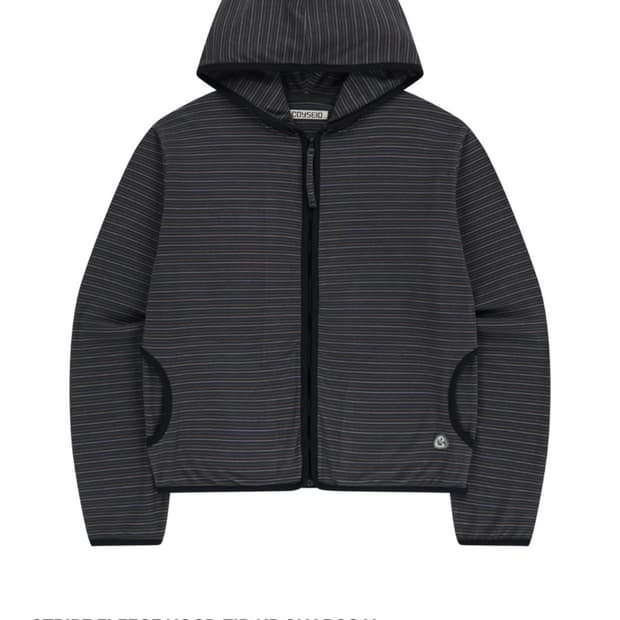 코이세이오 스트라이프 플리스 후드집업 차콜 
