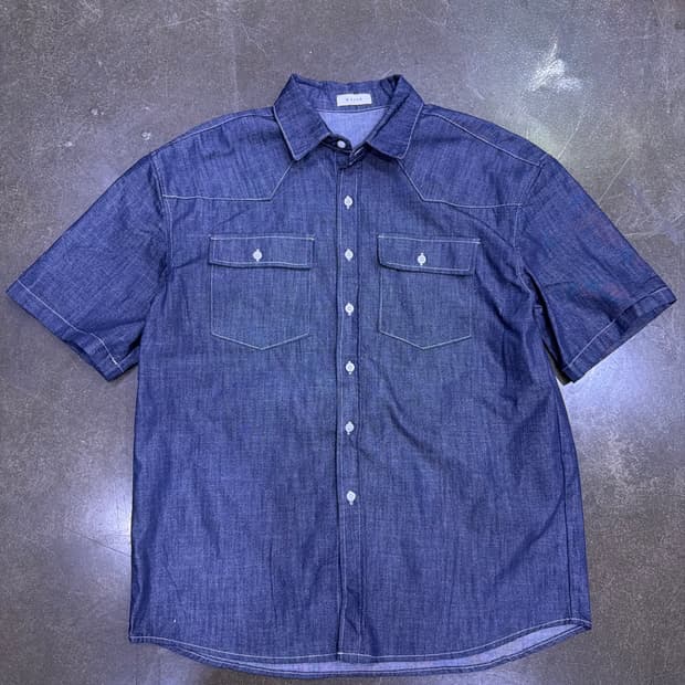 wayne 웨스턴 논페이드 반팔 데님셔츠 F