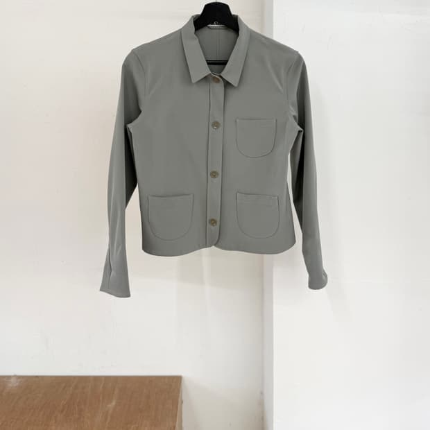 질 샌더 세이지 그린 체스트 패치 포켓 셔츠