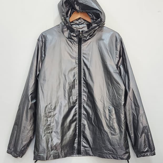 [100-105] 메탈릭 실버 후드 바람막이 남성 XL