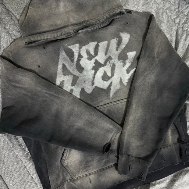[s] kamiya 23aw destroyed printed hoodie