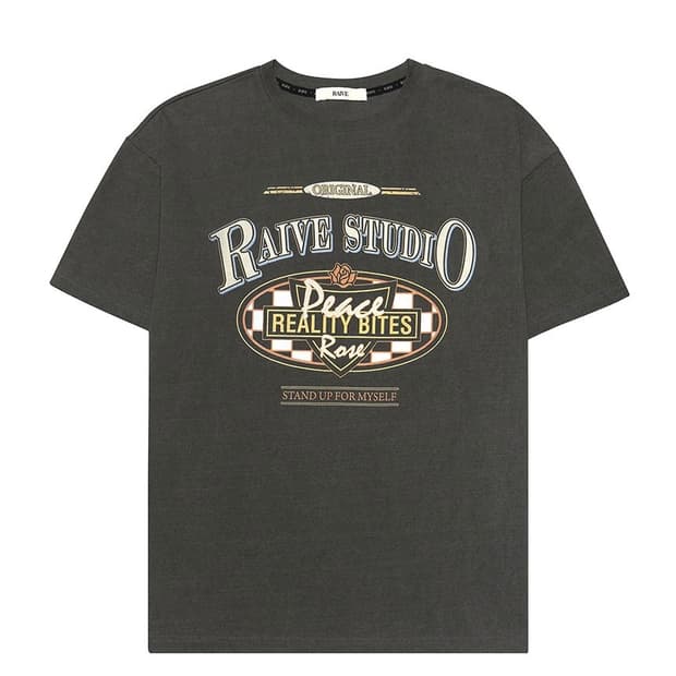 레이브 Checker Board Graphic T-shirt Grey