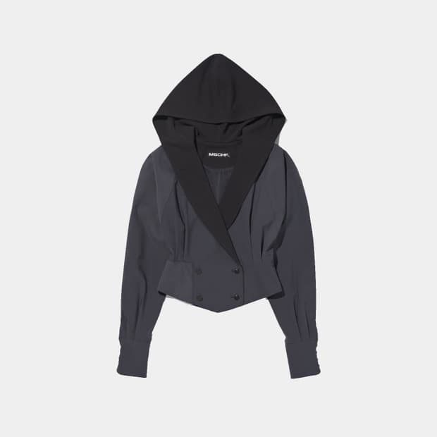 미스치프 케이프 후드 자켓 카키 다크 퍼플