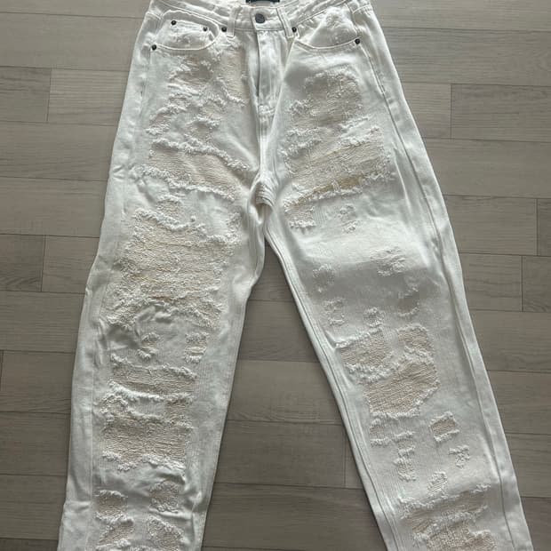 페이탈리즘 #0354 Destroyed stitch pants White