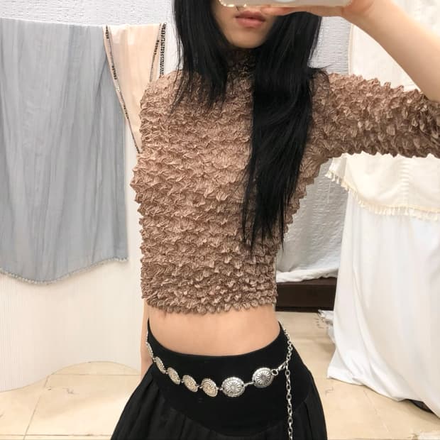 Mocha beige wrinkle top