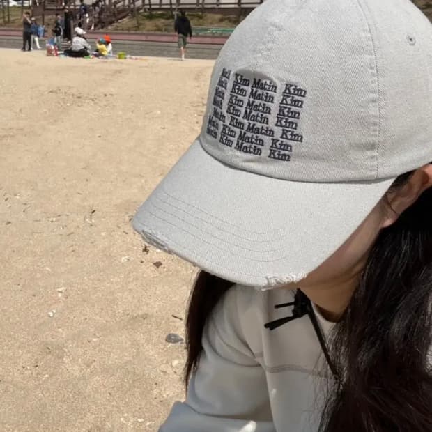 마뗑킴 레터링 워시드 볼캡 모자