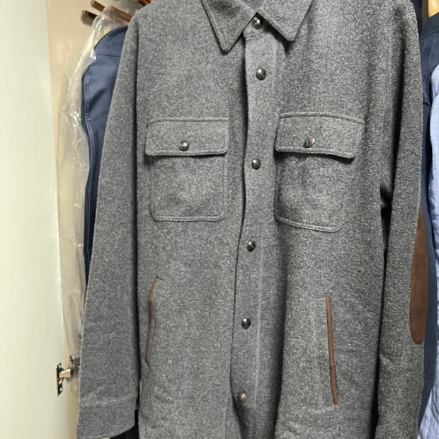 랄프로렌 퍼플라벨 울캐시 스웨이드트림 셔츠자켓