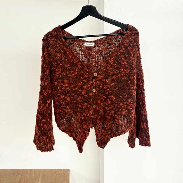 플랜테이션 (이세이 미야케)  레드 케이블 니트 가디건