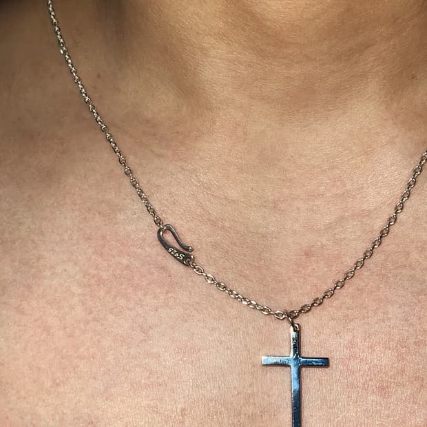 미니멀 크로스목걸이 925실버 남여공용 은목걸이