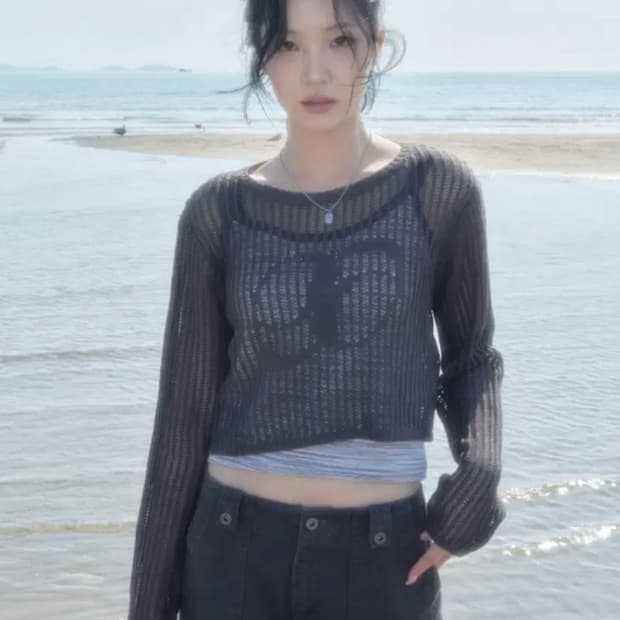 애즈온 NETTING KNIT 차콜