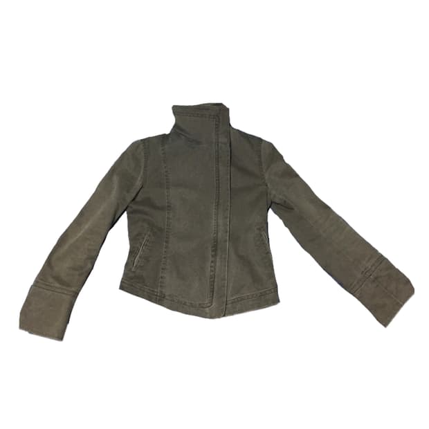 빈티지 하이넥 카라 흑청 자켓