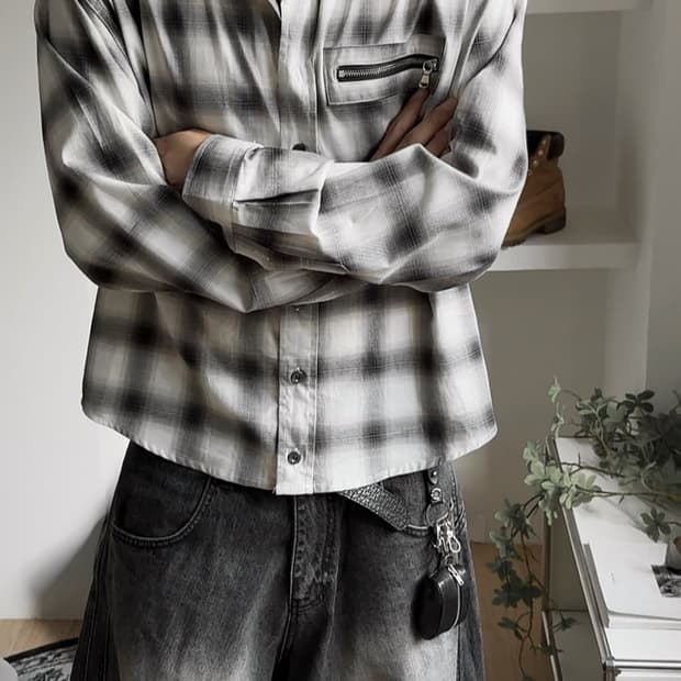 후디진호 MILITARY JAPAN COTTON CHECK SHIRT 